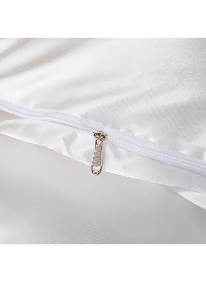 White Satin Duvet Cover Set 3 Piece 53x79 Inches Cool Skin Friendly All Seasons - Image 5